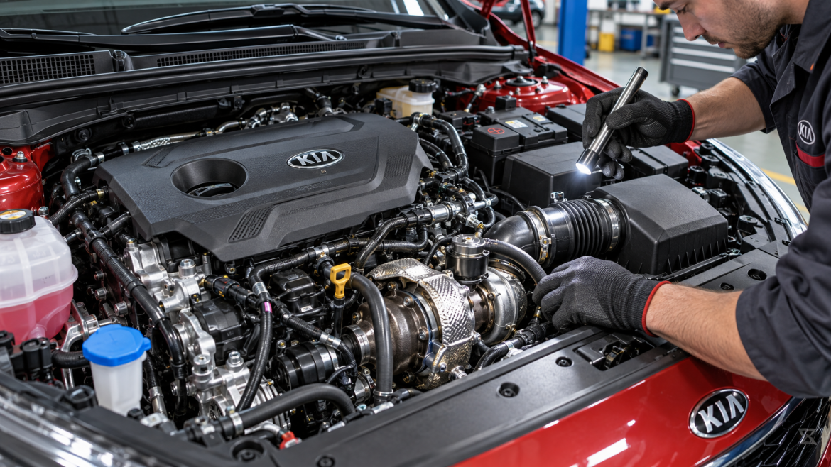 Турбований двигун Kia Ceed T-GDI крупним планом